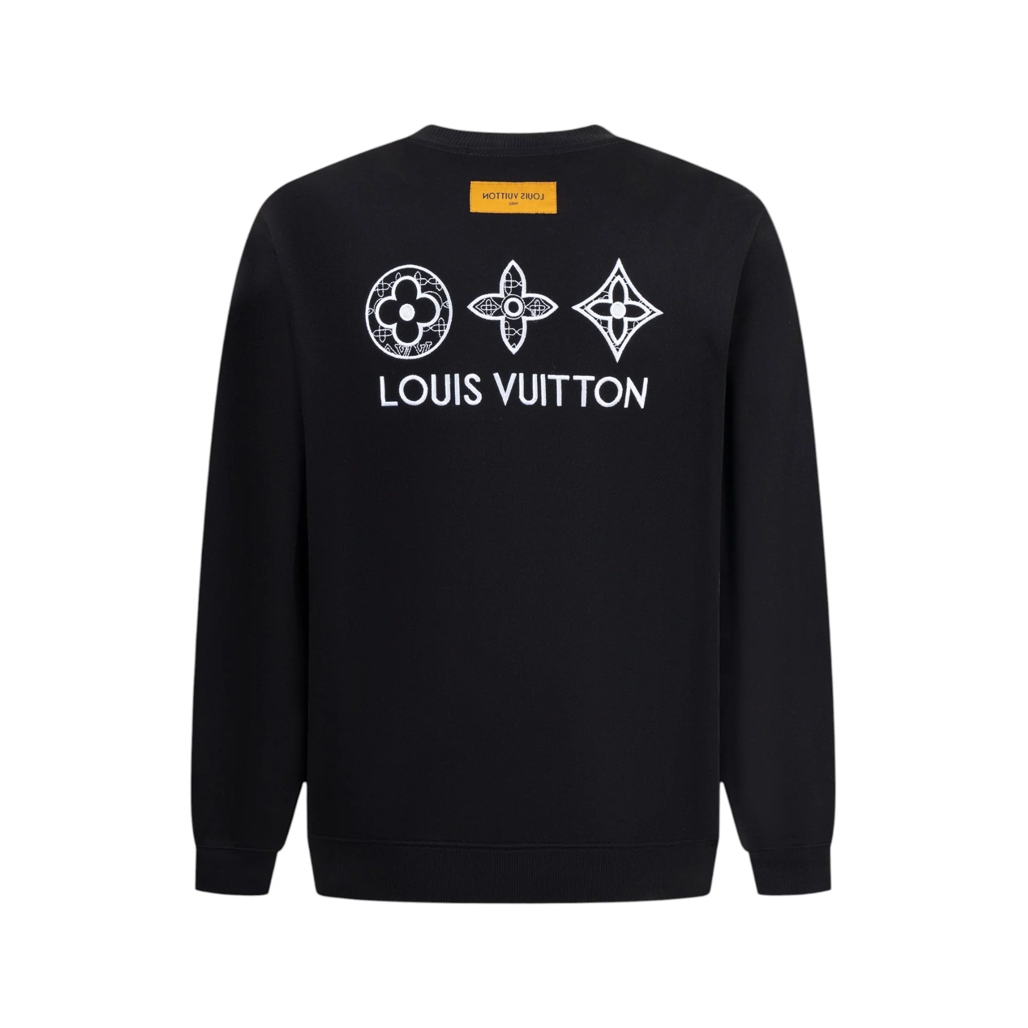 Double-sided embroidered round neck cotton sweatshirt