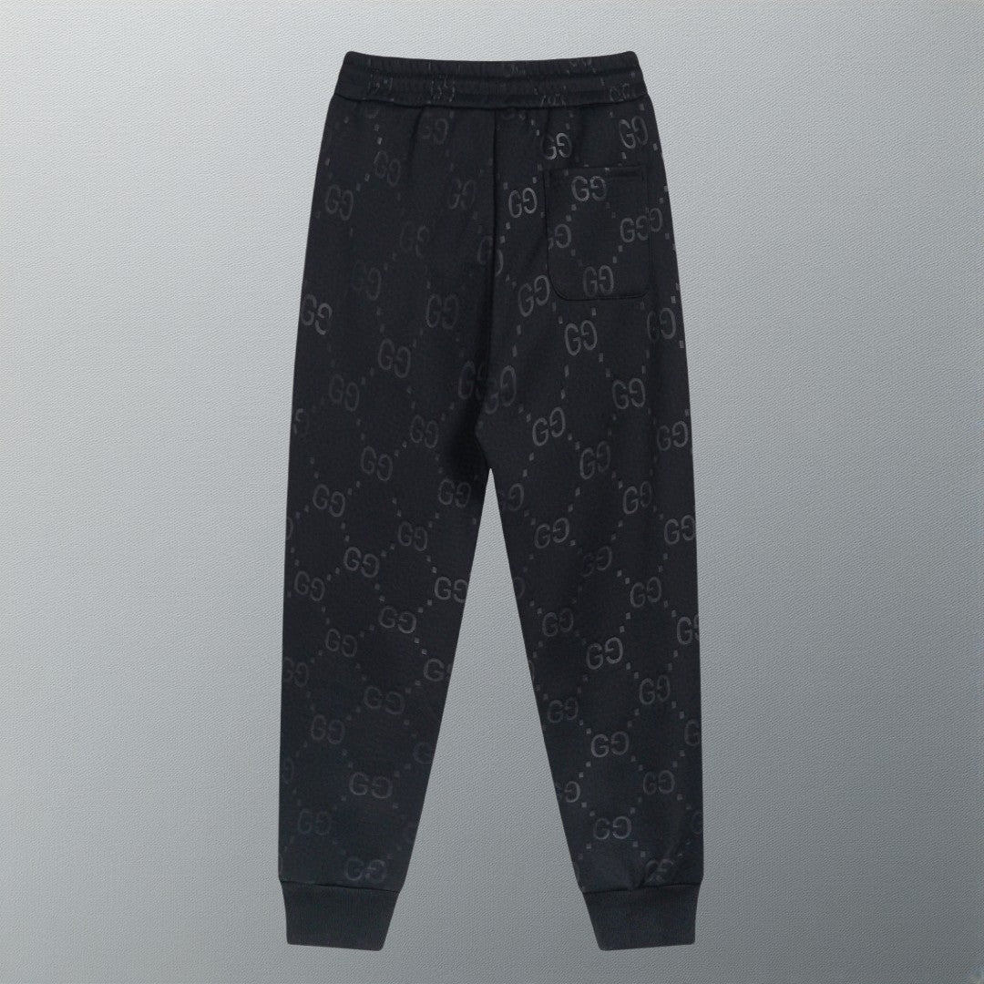 Embossing drawstring casual trousers