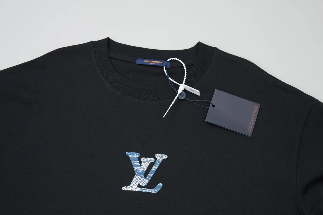 Patchwork crew neck cotton T-shirt