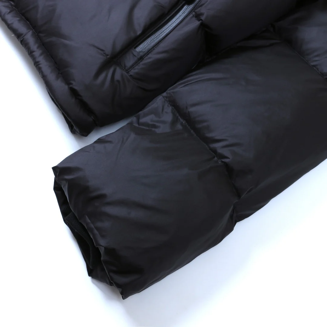 Check hooded down jacket