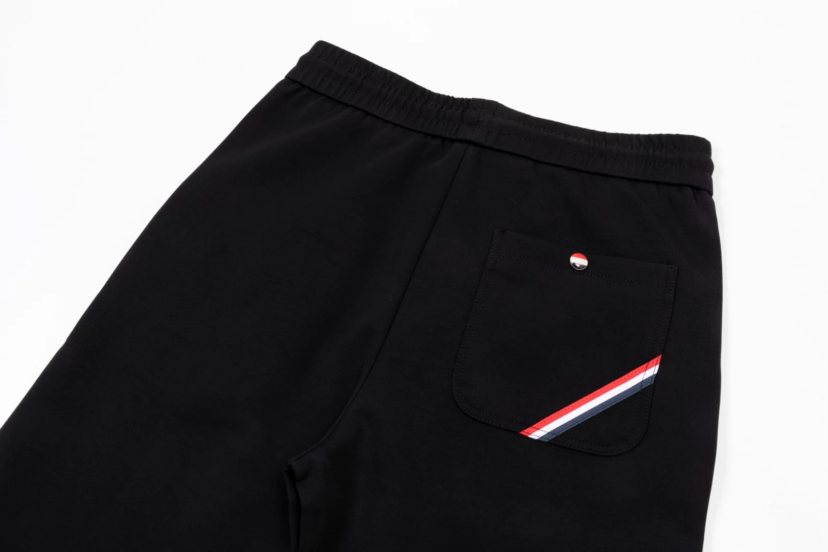 Leather label cotton drawstring trousers