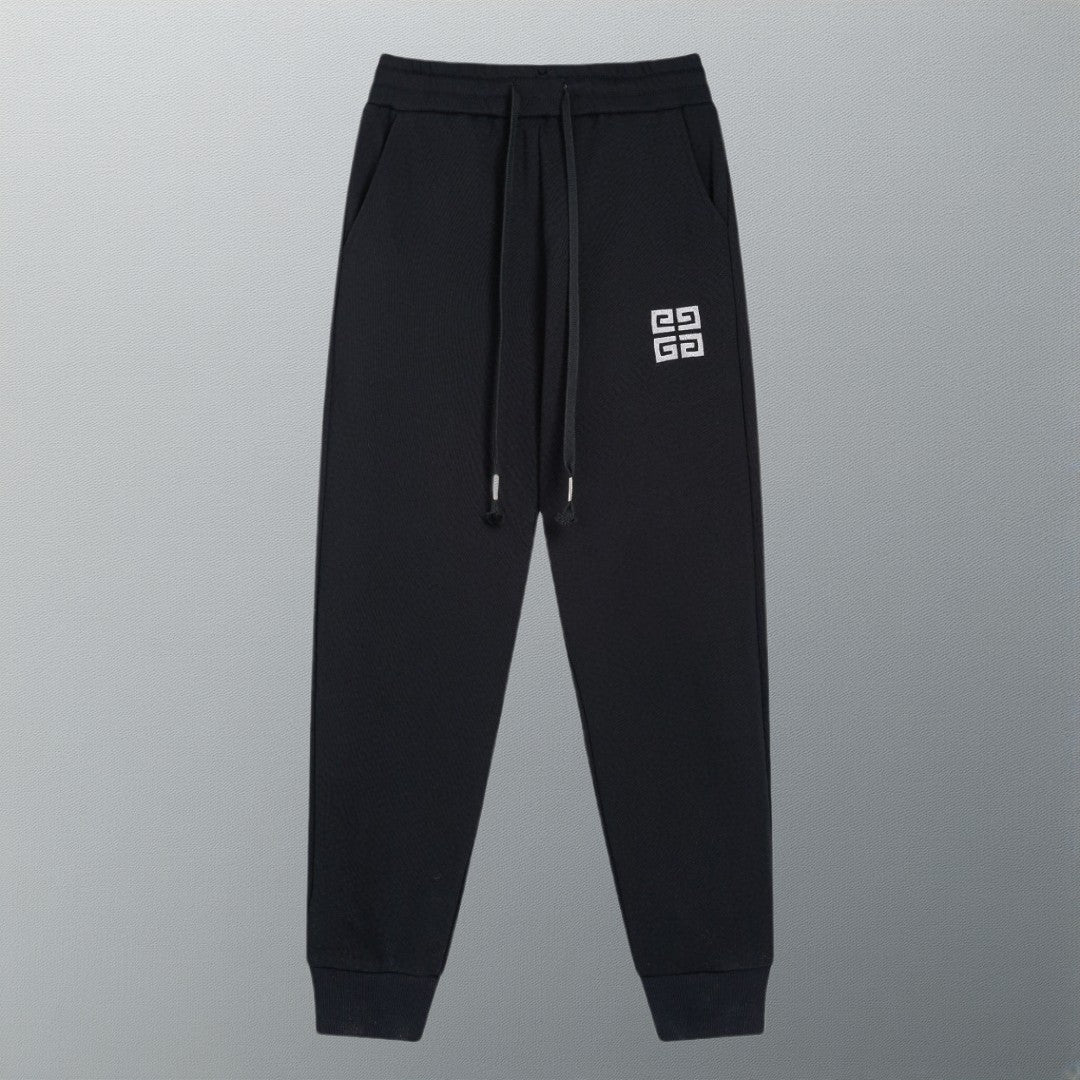 Embroidery drawstring casual trousers