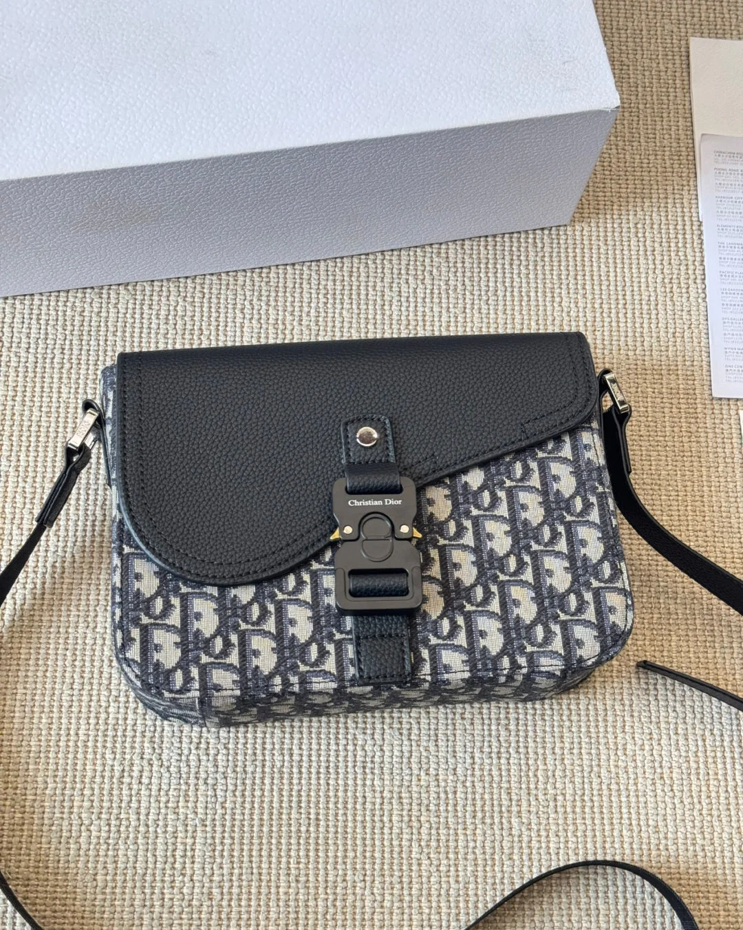 Unisex Embossed Leather Messenger Bag