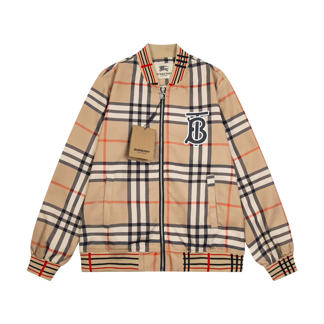 Plaid colorblock zip-up jacket