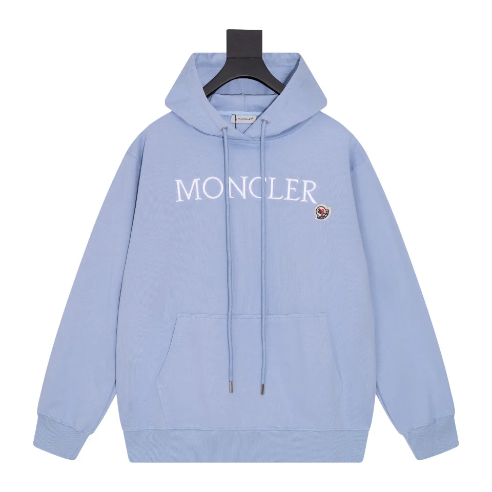 Embroidered cotton hooded sweatshirt
