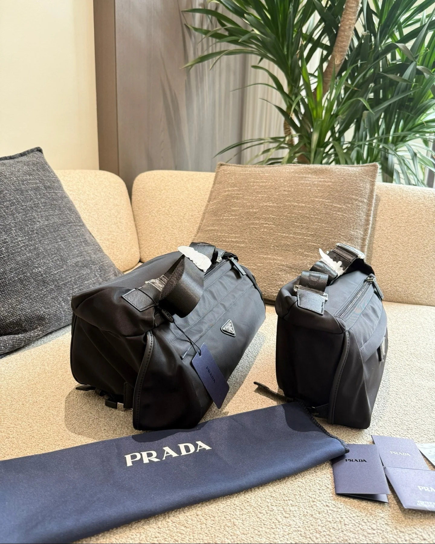 Nylon And Leather Shoulder Bag