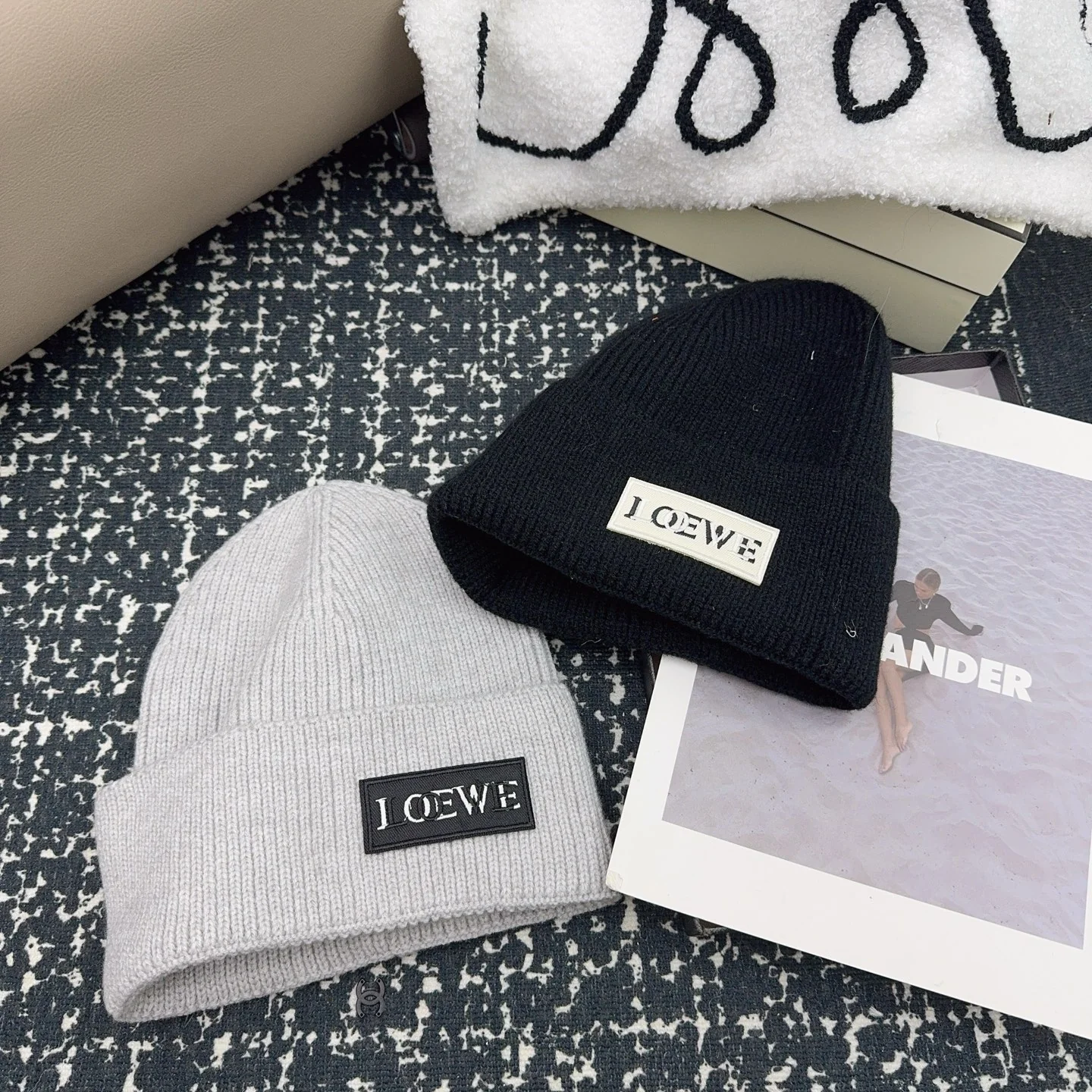 Embroidered letters Cashmere Knitted  Beanie