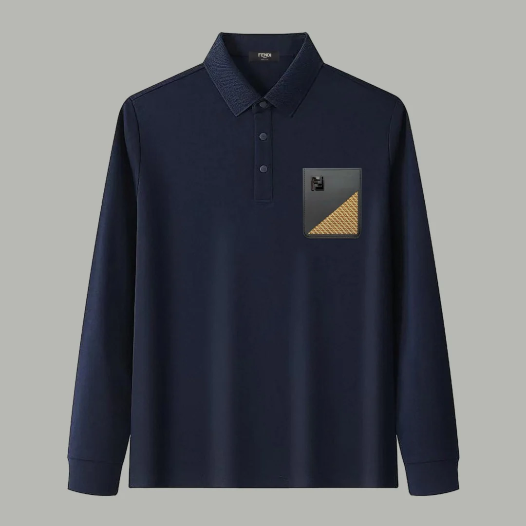 Pocket lapel polo long-sleeved T-shirt