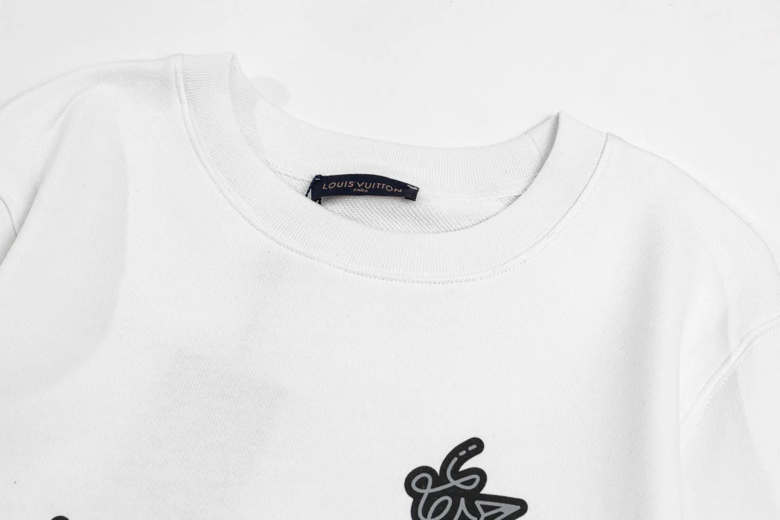 White Cotton Engraved Print Sweatshirt