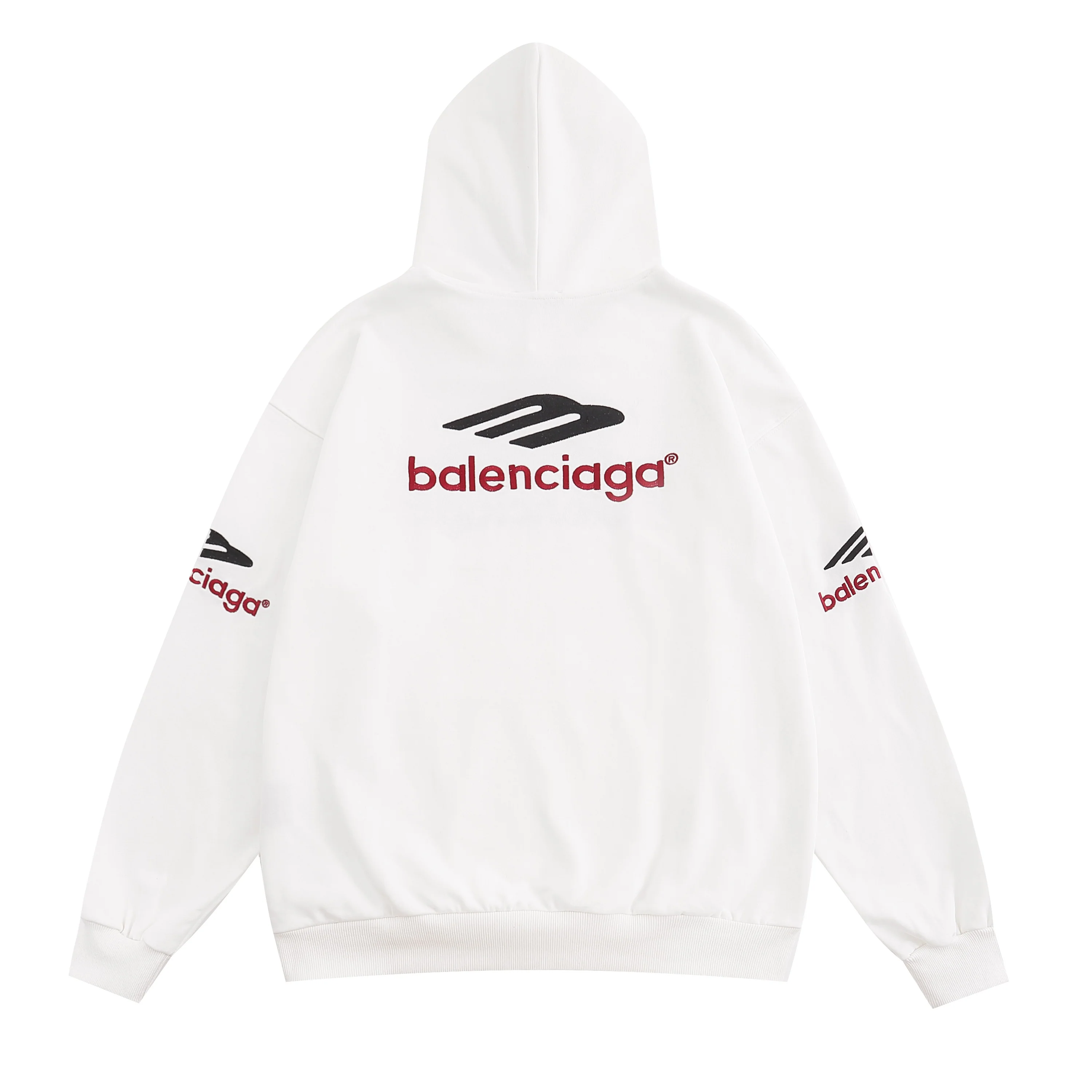 Embroidered cotton hooded sweatshirt