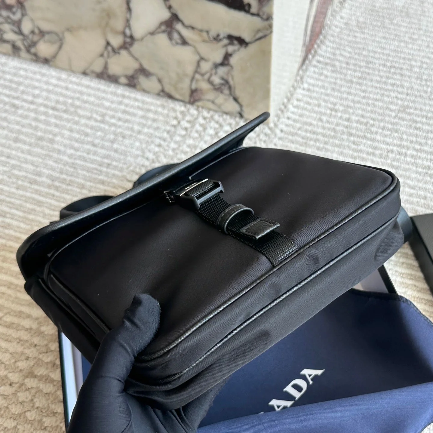 Men's Recycled Nylon Leather Crossbody Bag