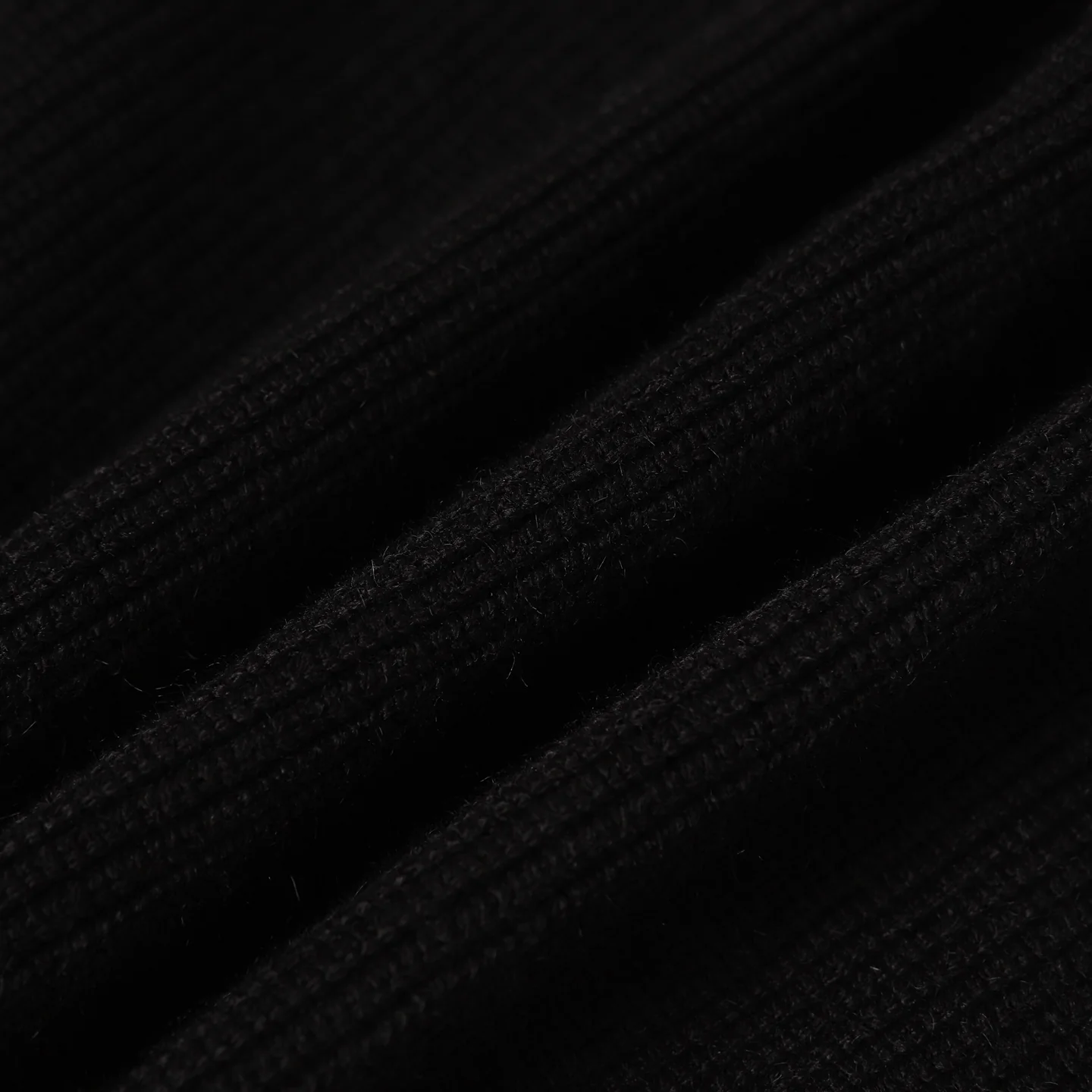 Wool Sleeve Matt Black Hooded Knitted Jacket