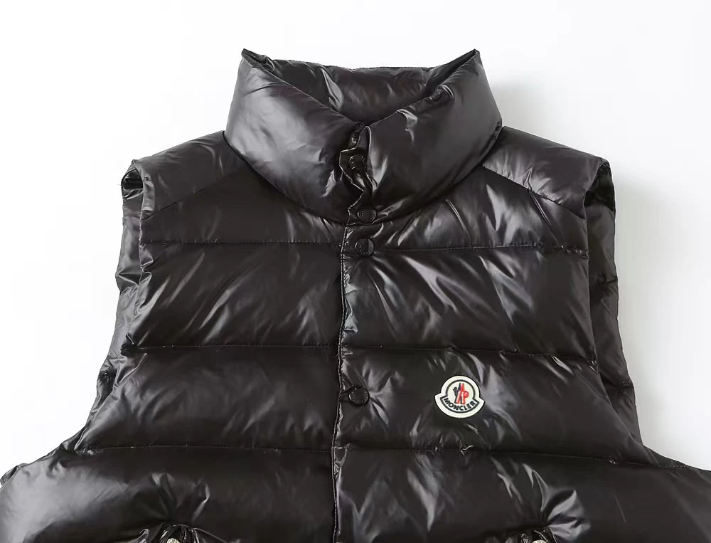 Embroidered hooded down vest