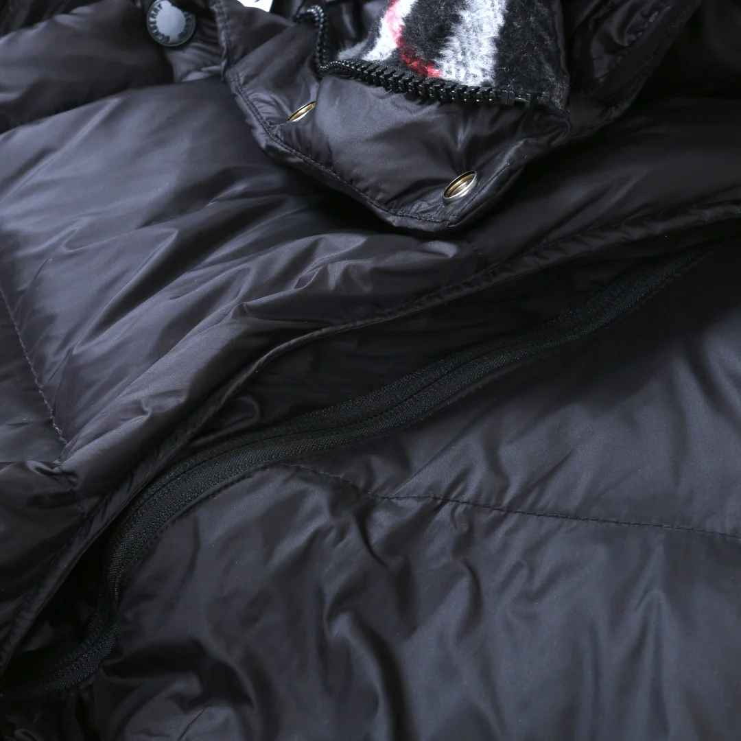 Check hooded down jacket