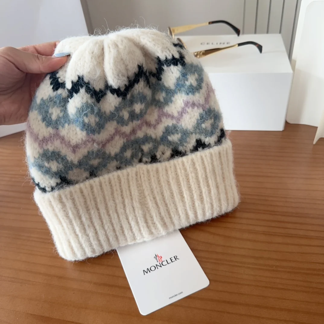 Patterned Wool Knit Beanie