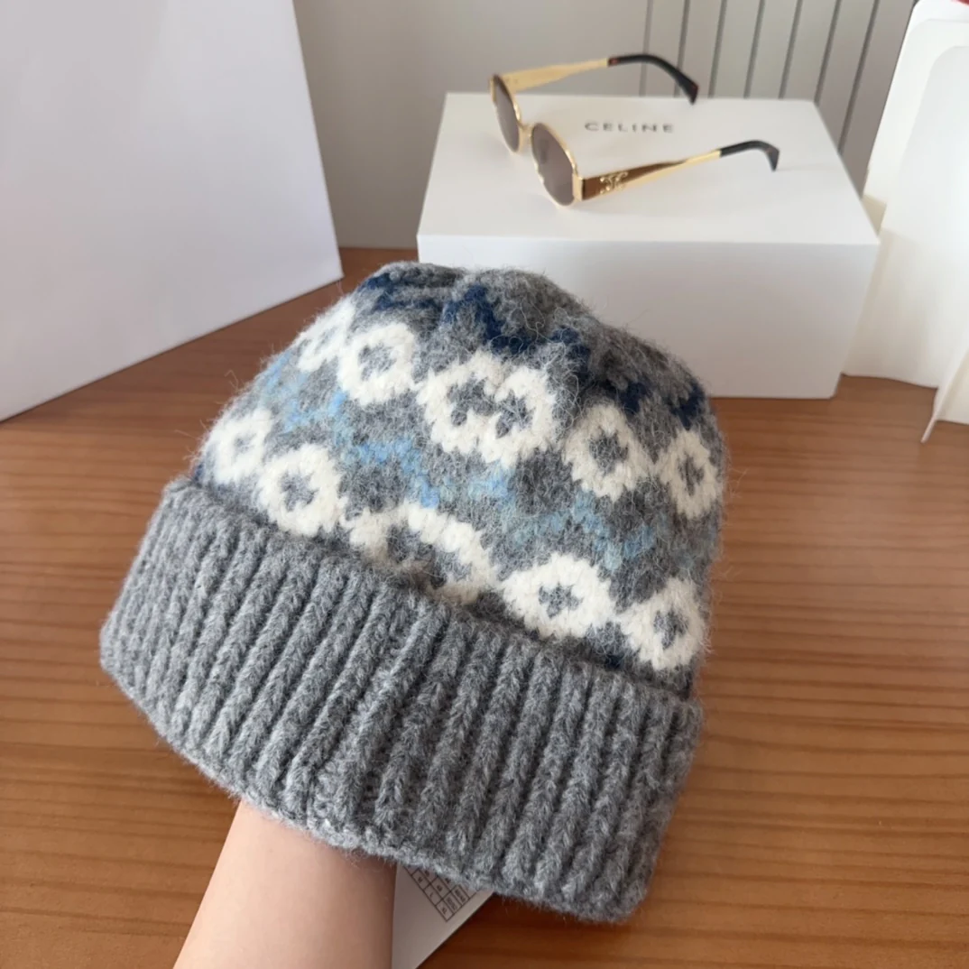 Patterned Wool Knit Beanie