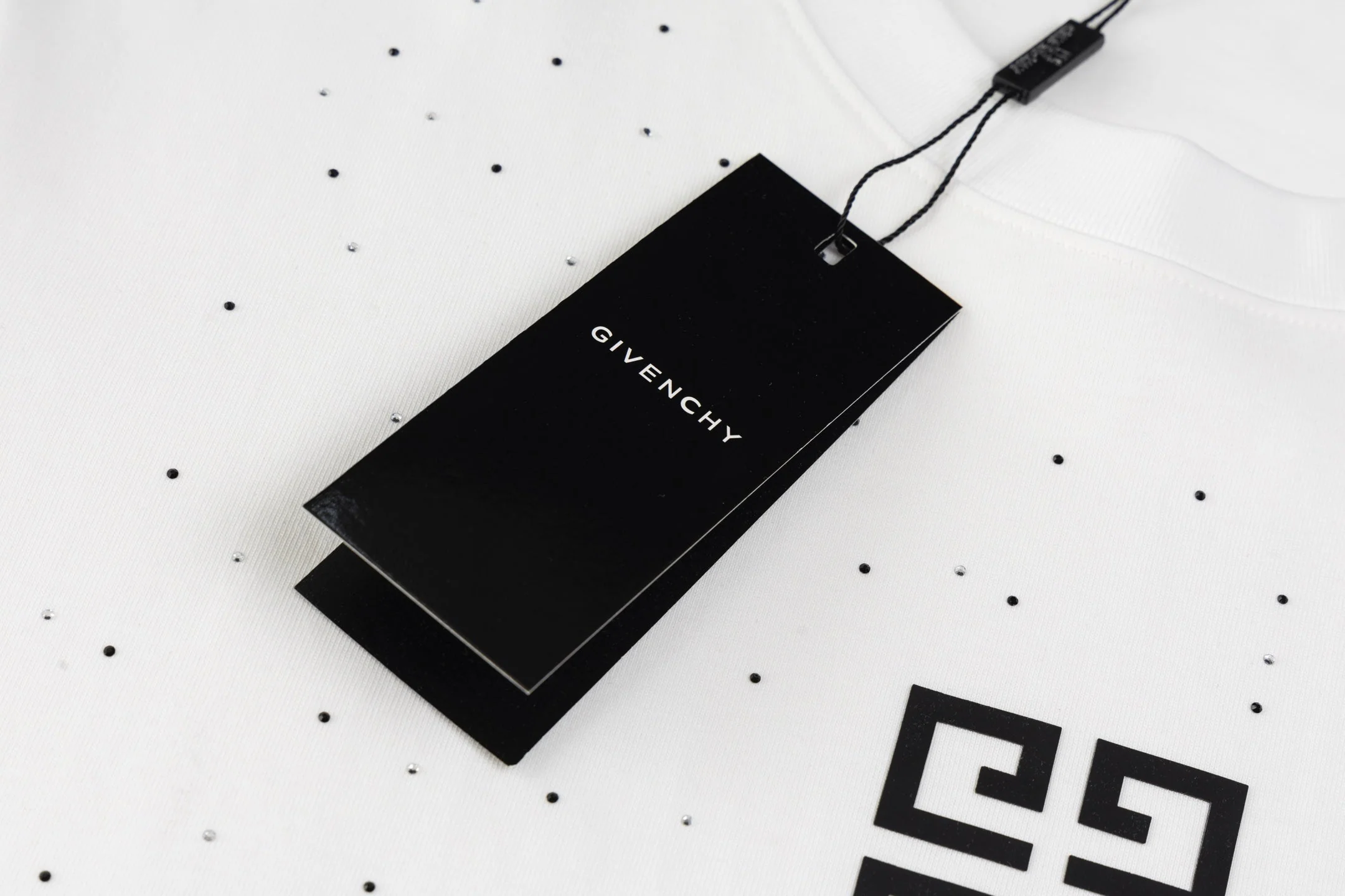 Rhinestone Printed Cotton T-Shirt