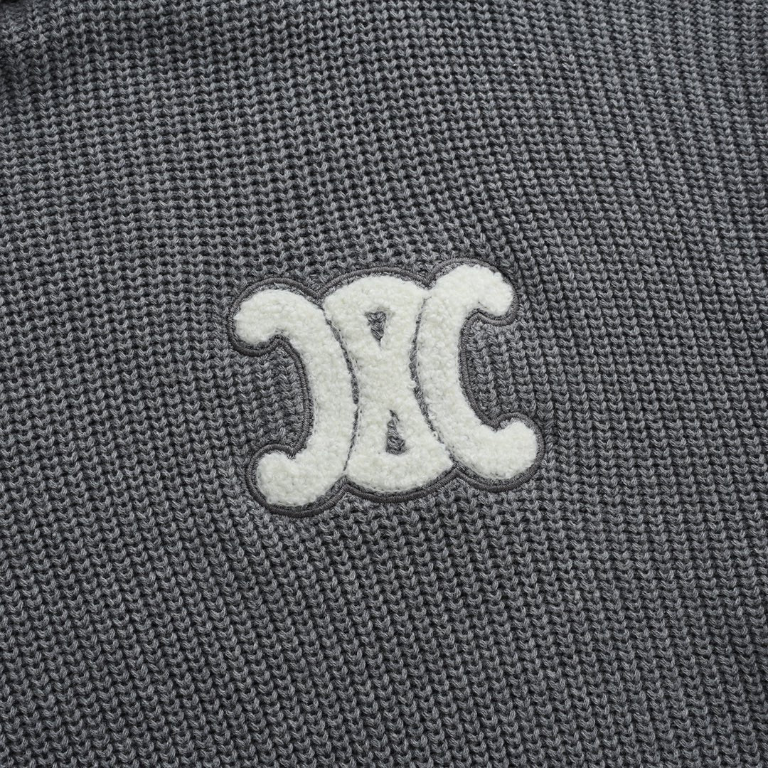 Cashmere embroidery hooded sweater