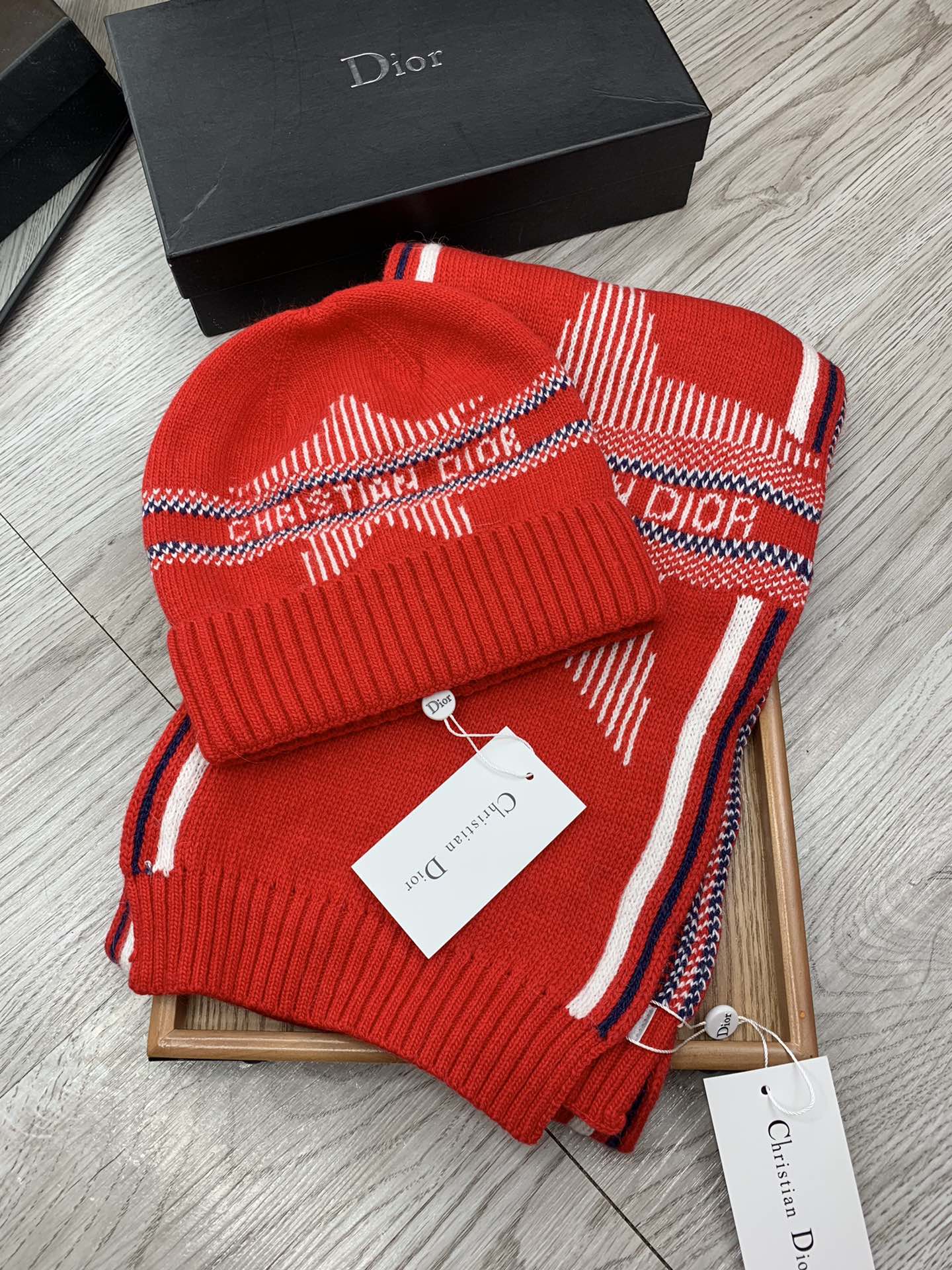 Star jacquard scarf and hat set