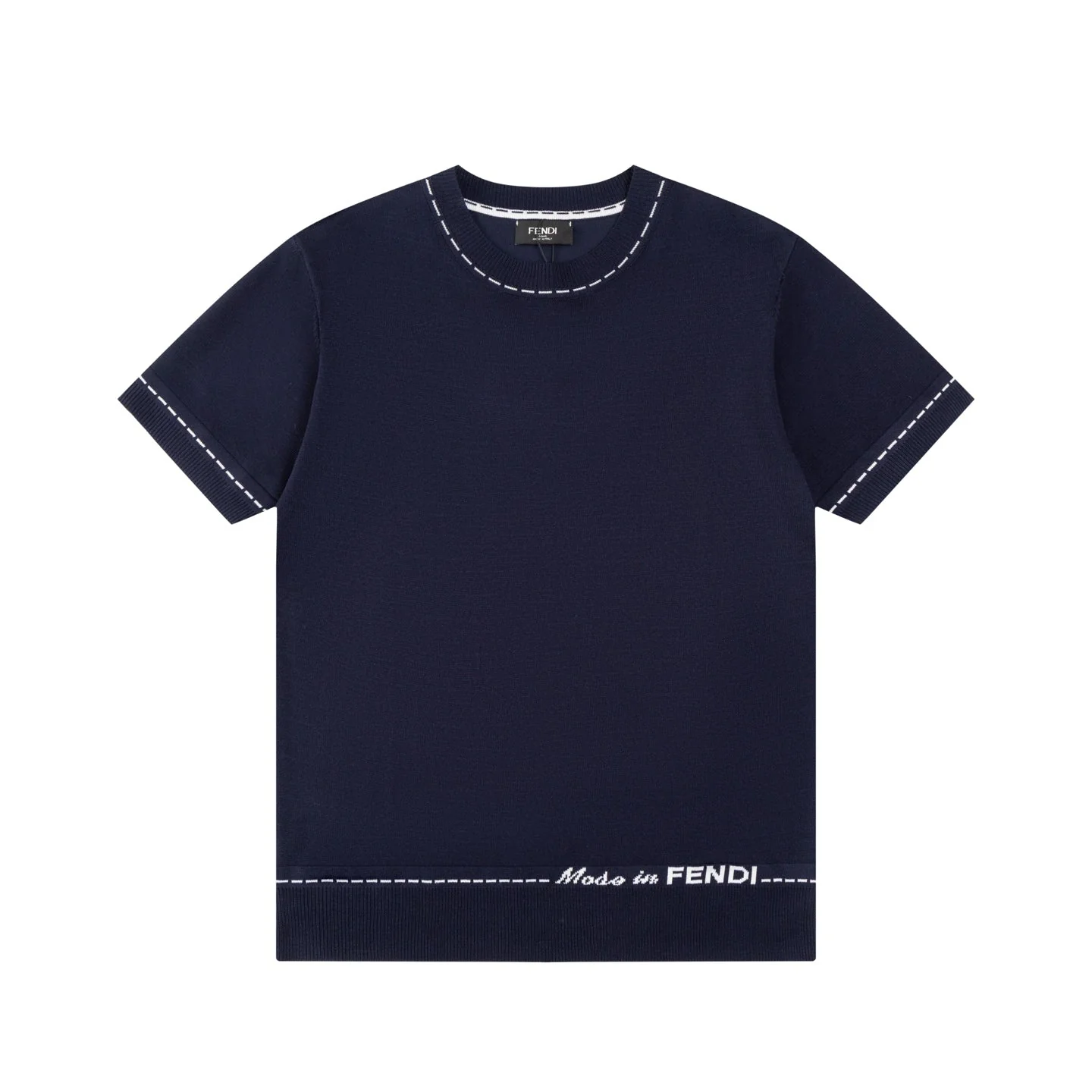 Knitted embroidered cotton T-shirt