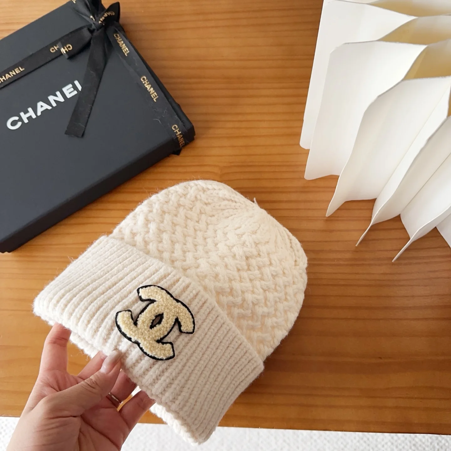 Embroidered Wool Knit Beanie