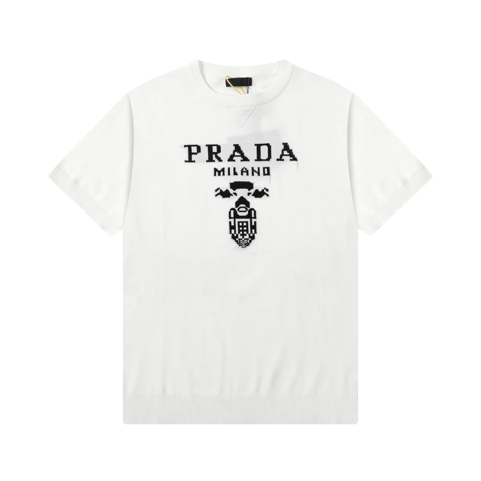 Knitted crew neck cotton T-shirt