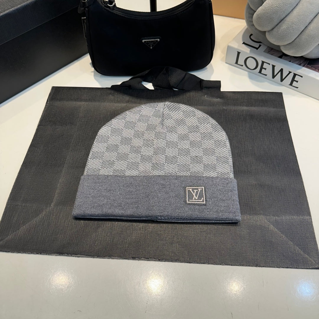 Plaid jacquard scarf and hat set