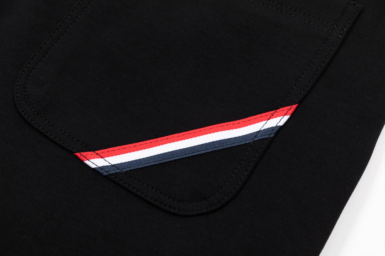 Leather label cotton drawstring trousers