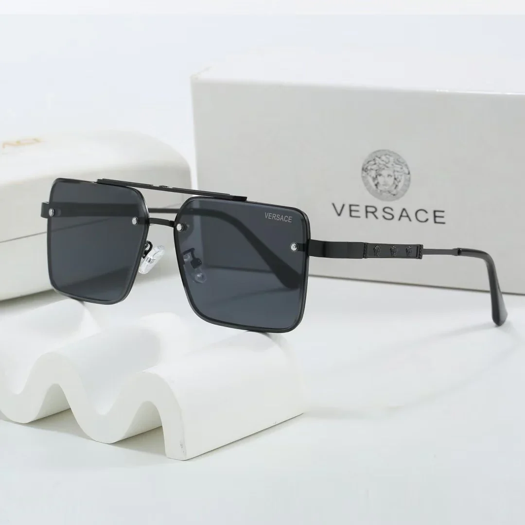 Gradient two-tone metal square sunglasses