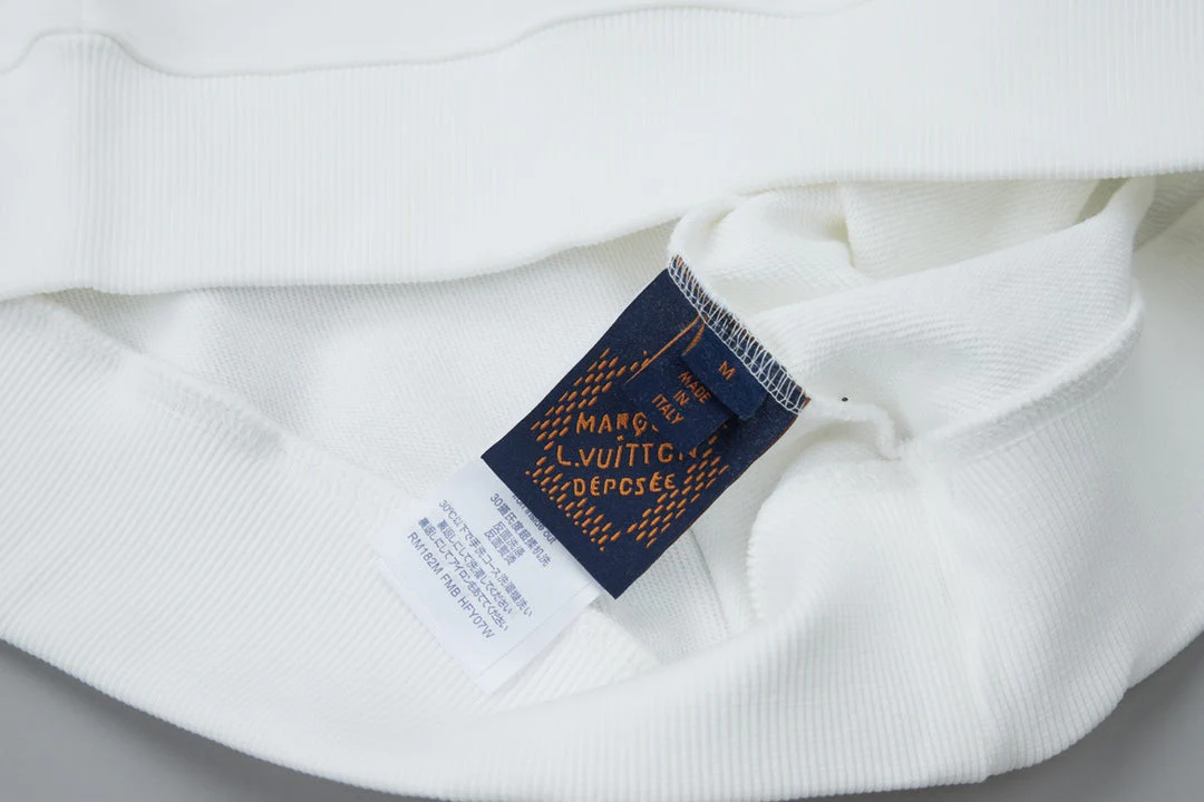 Double-sided embroidered cotton crew neck sweatshirt