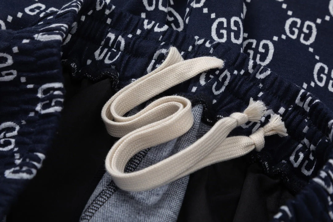 Web-paneled jacquard trousers