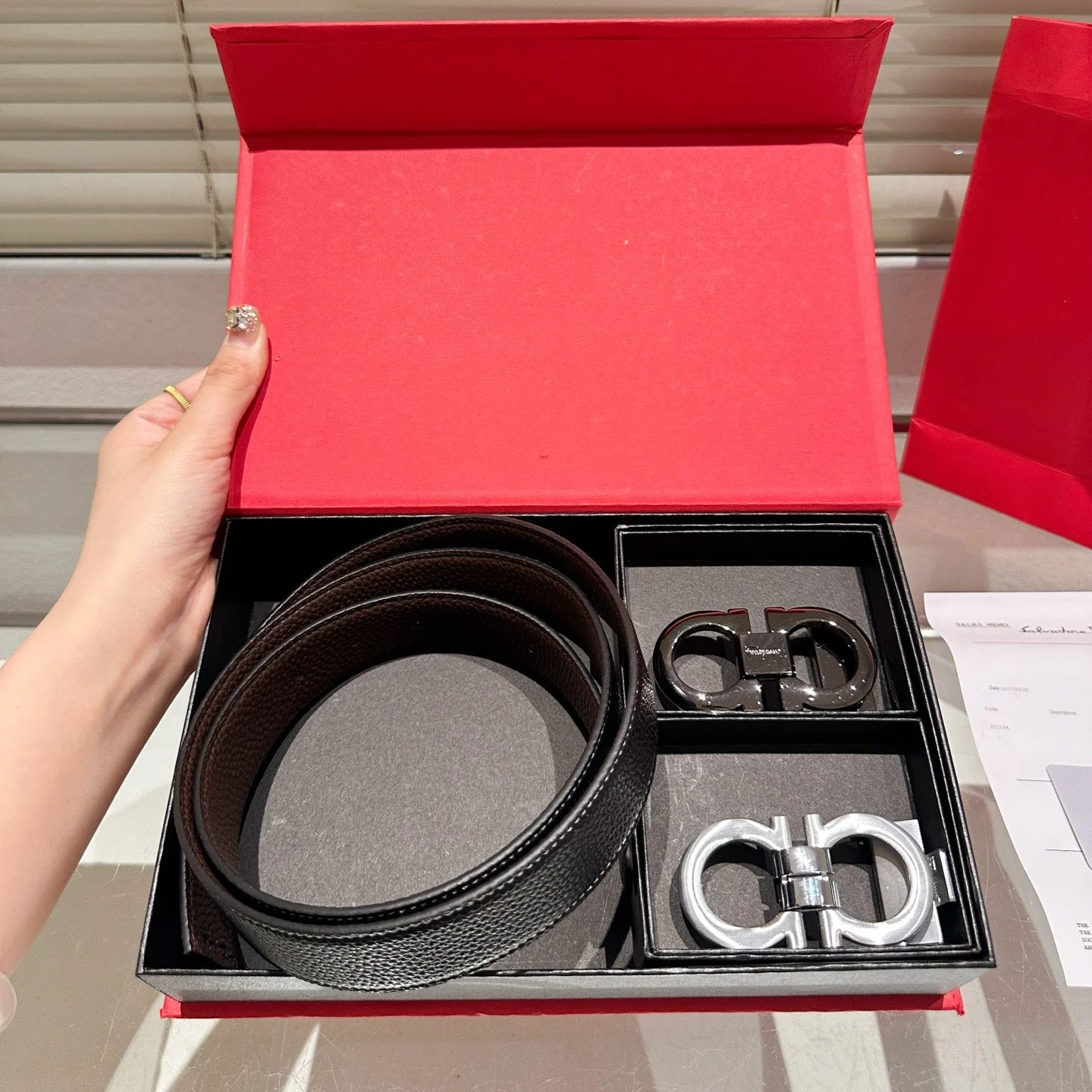 Elegant Double Buckles Belt Gift Box