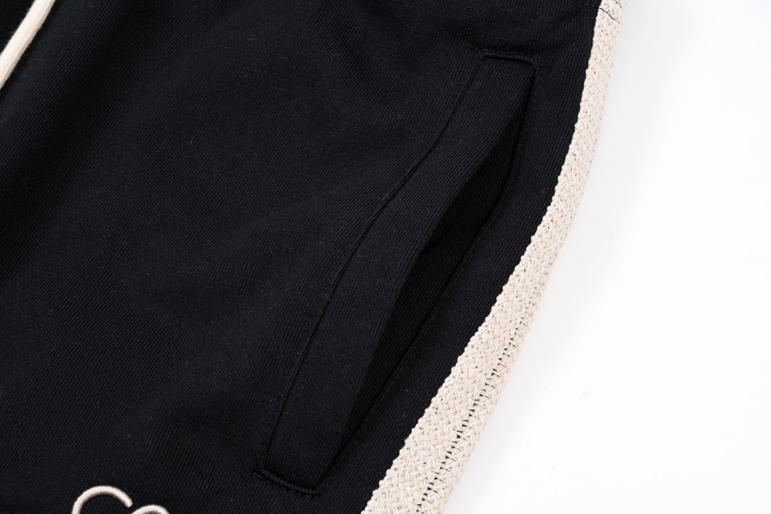 Embroidery drawstring casual trousers