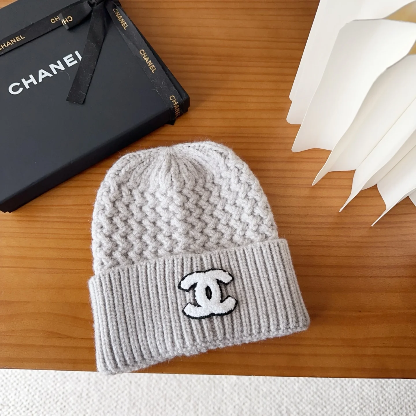 Embroidered Wool Knit Beanie