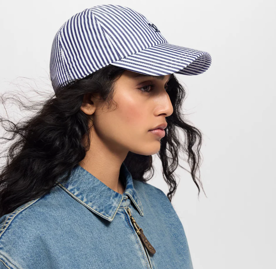 Striped embroidered baseball cap