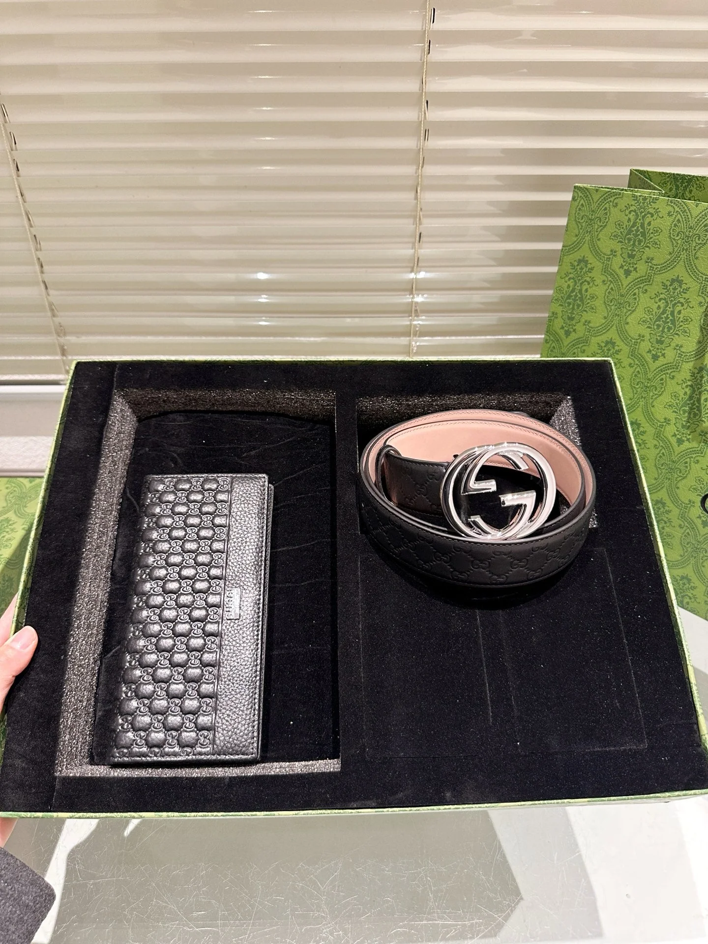 Men's Embossed Wallet + Belt Gift Box