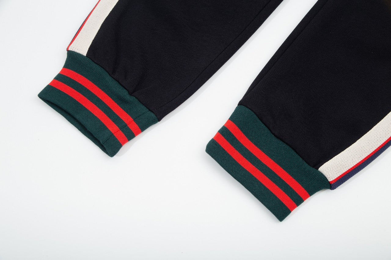 Web-paneled jacquard trousers