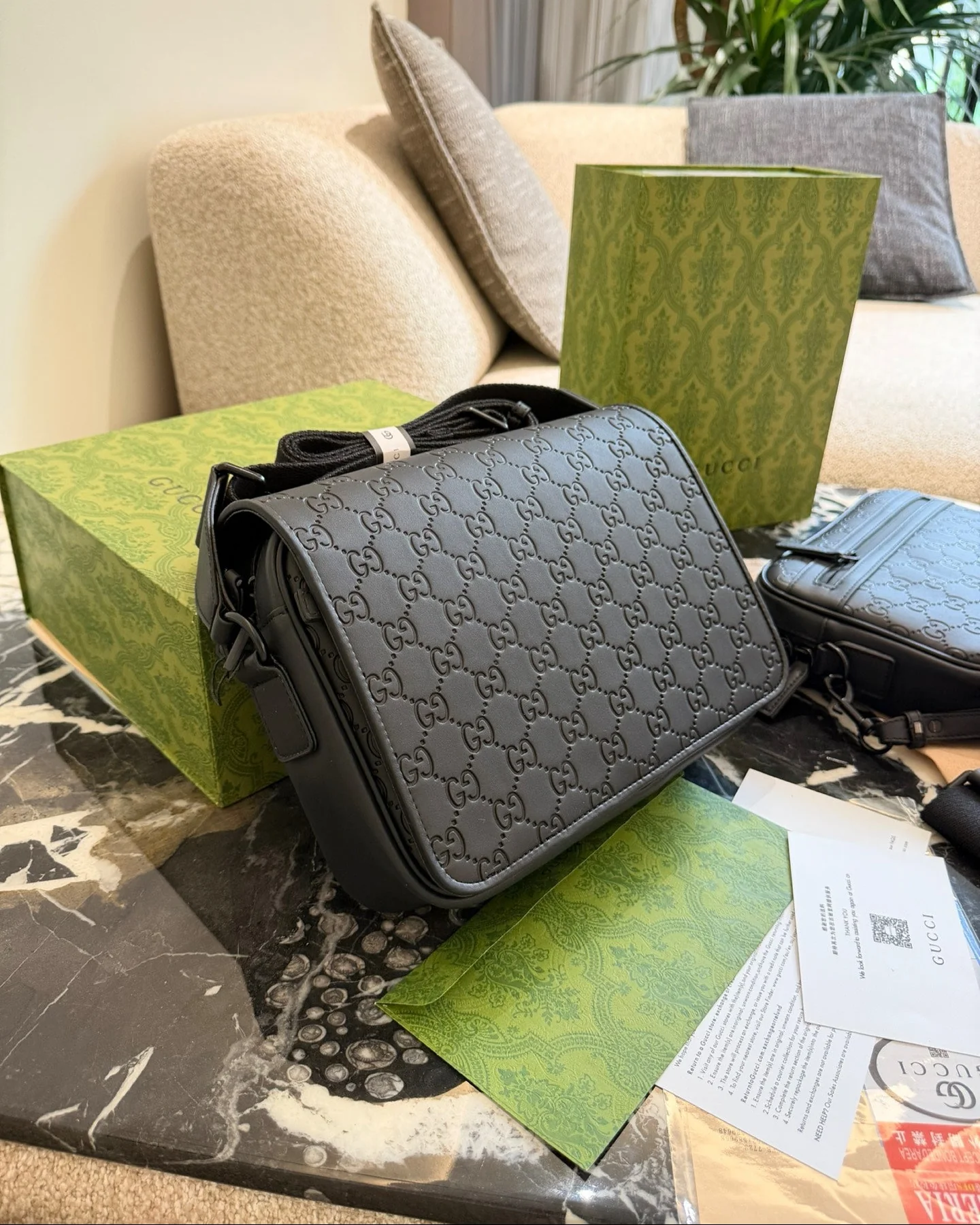 Men's Black Leather Crossbody Bag