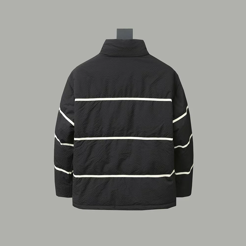 Striped zip-up down jacket