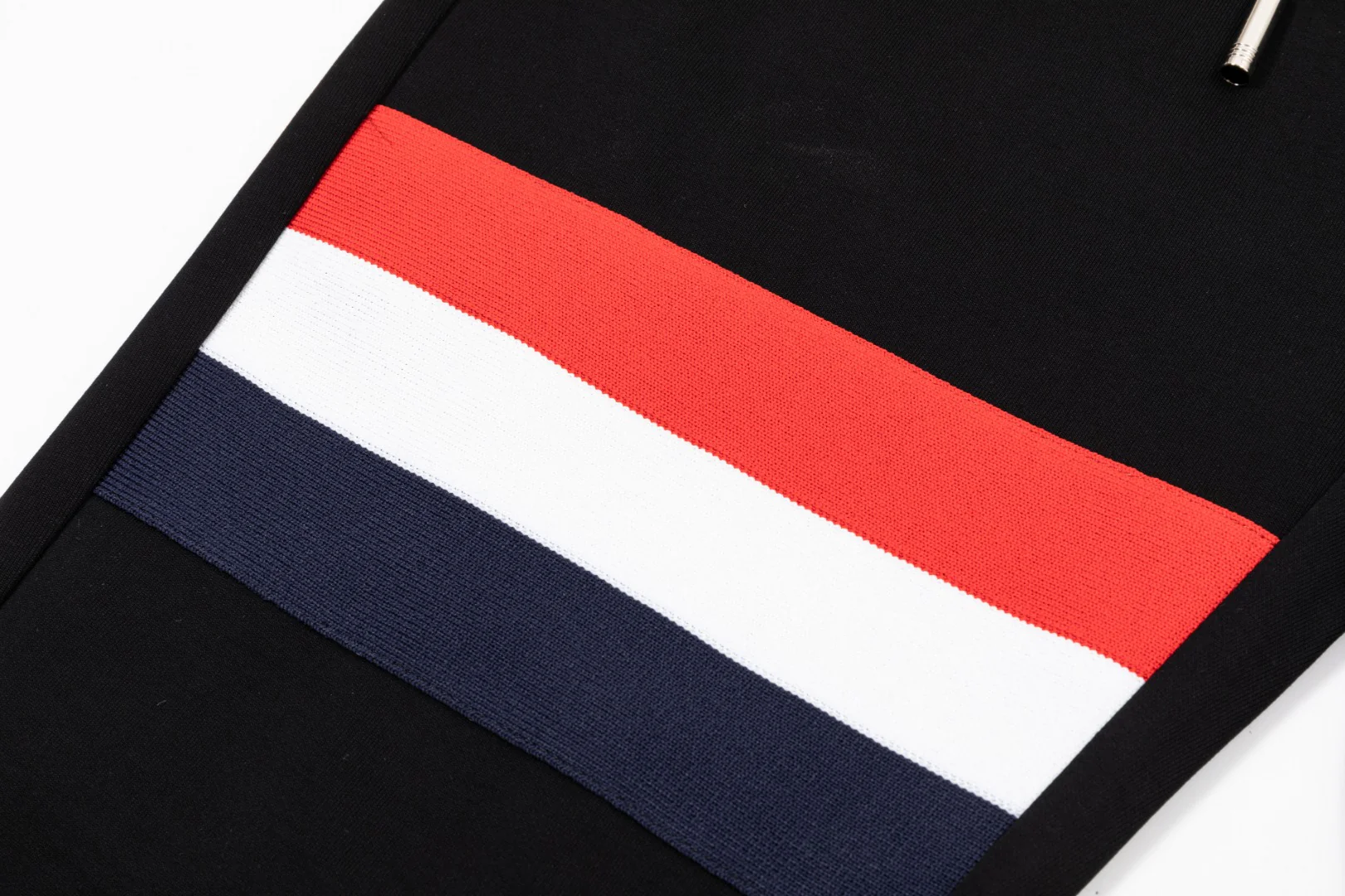 Leather label cotton drawstring trousers