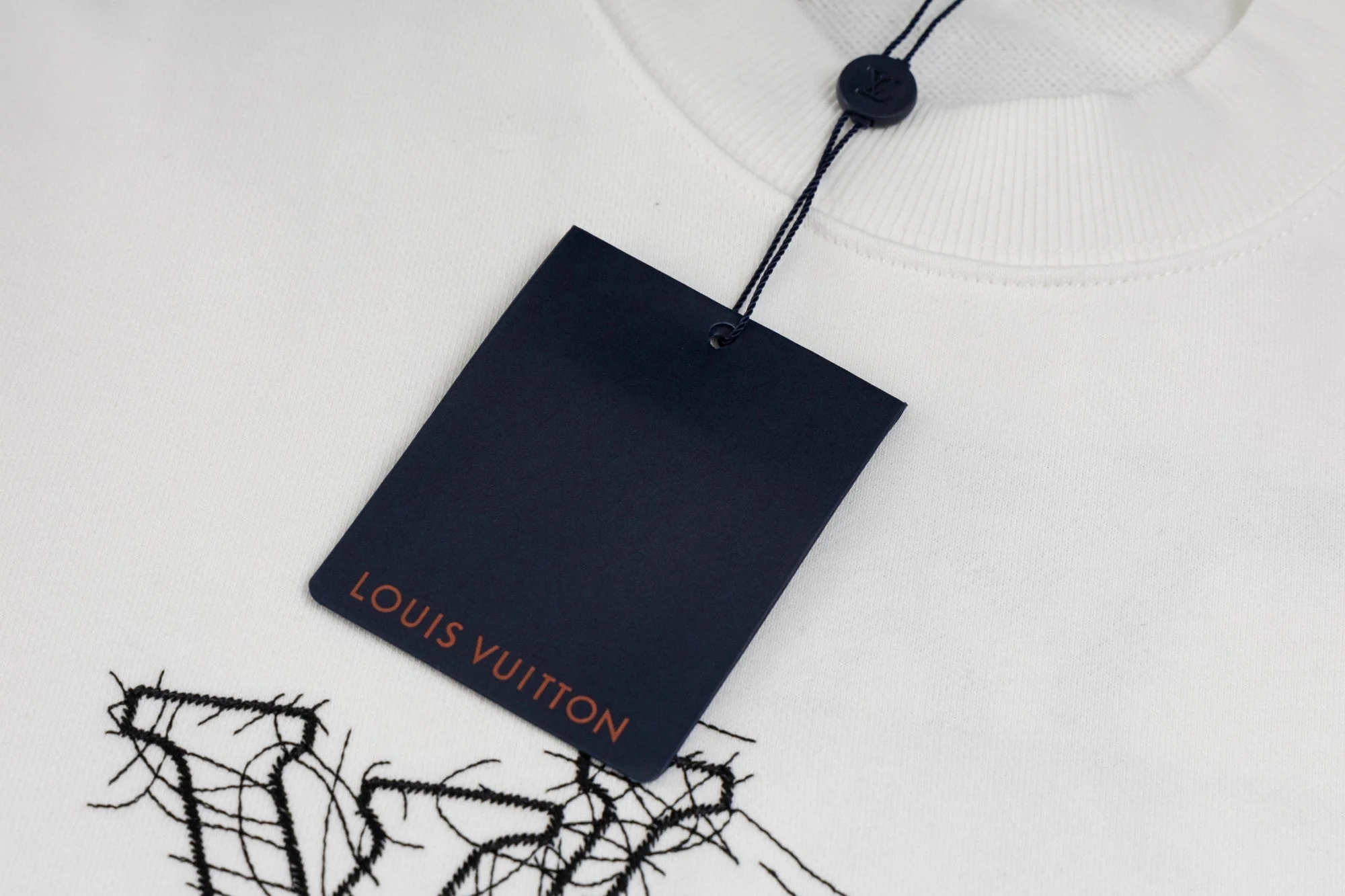 Double-sided embroidered round neck cotton sweatshirt