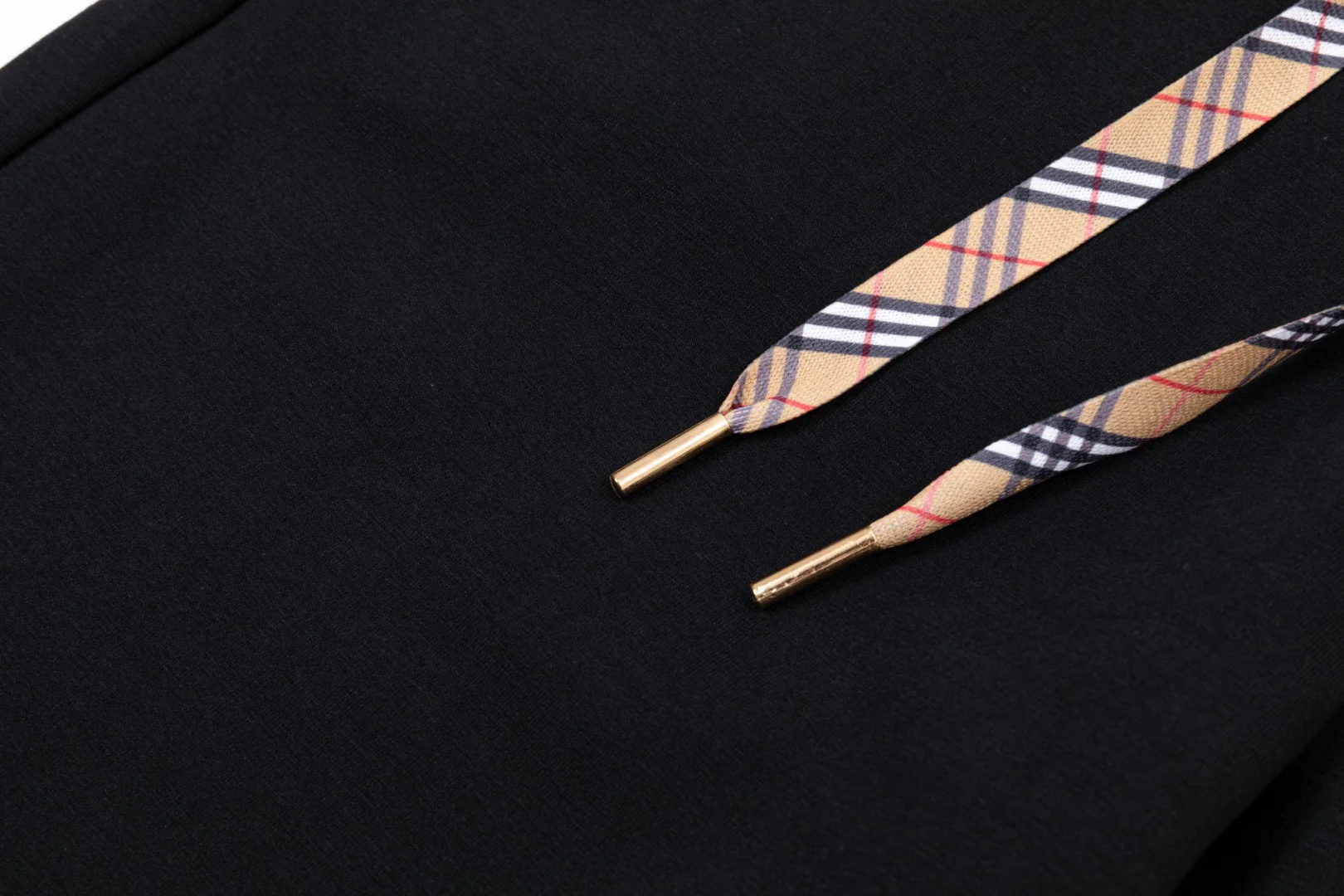 Embroidery plaid cotton drawstring trousers