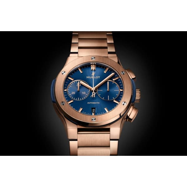 Hublot Classic Fusion Blue Chronograph King Gold Bracelet Ref. # 520.OX.7180.OX