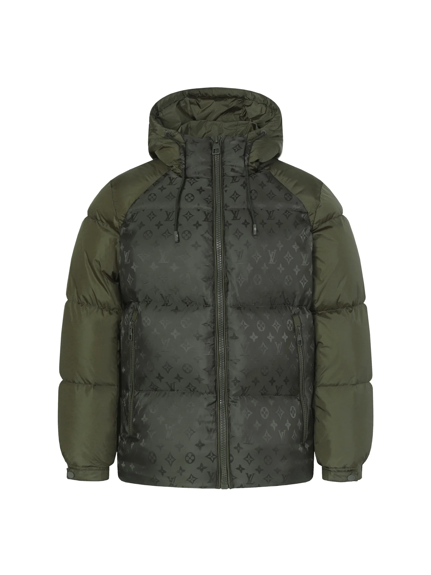 Jacquard down hooded jacket