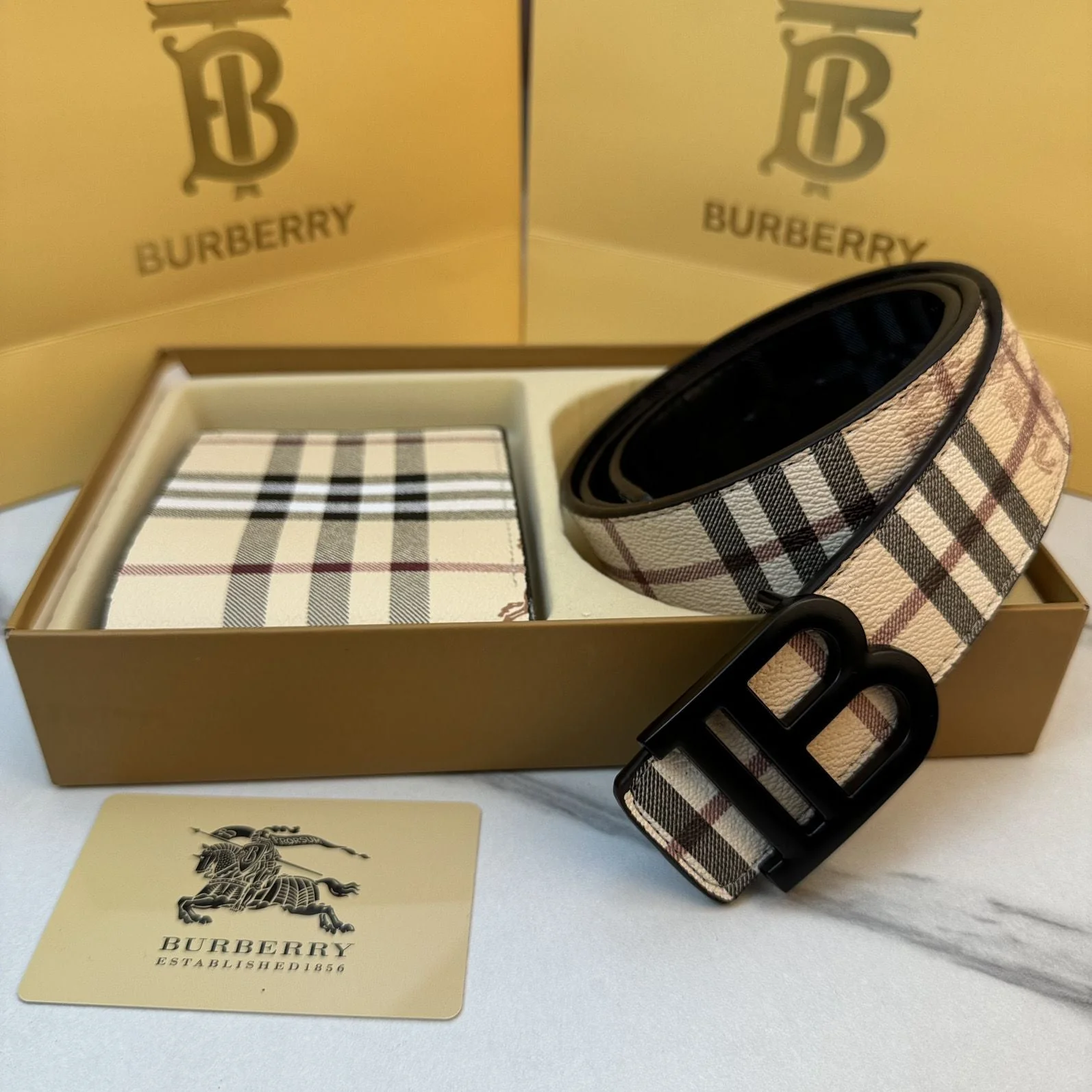 Monogram buckle wallet + belt gift box