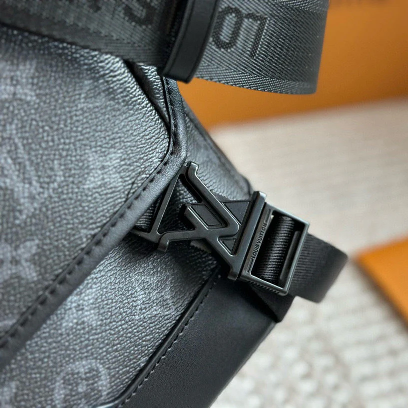 Black Floral Double-Button Messenger Bag