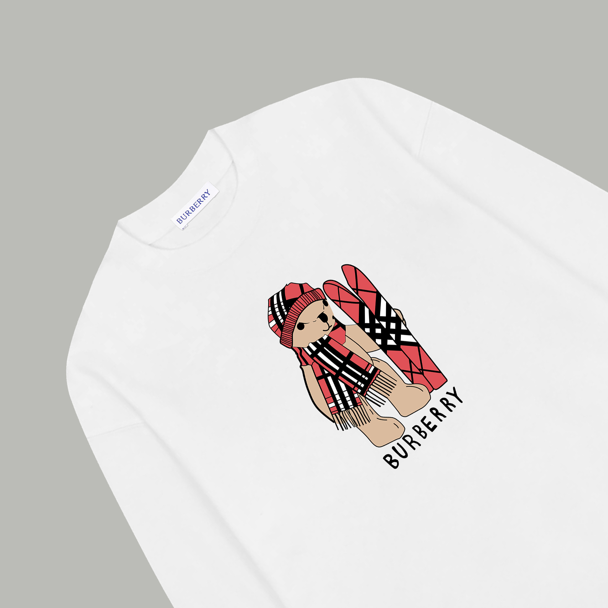 Cartoon Ski Bear Crew Neck Sweatshirt