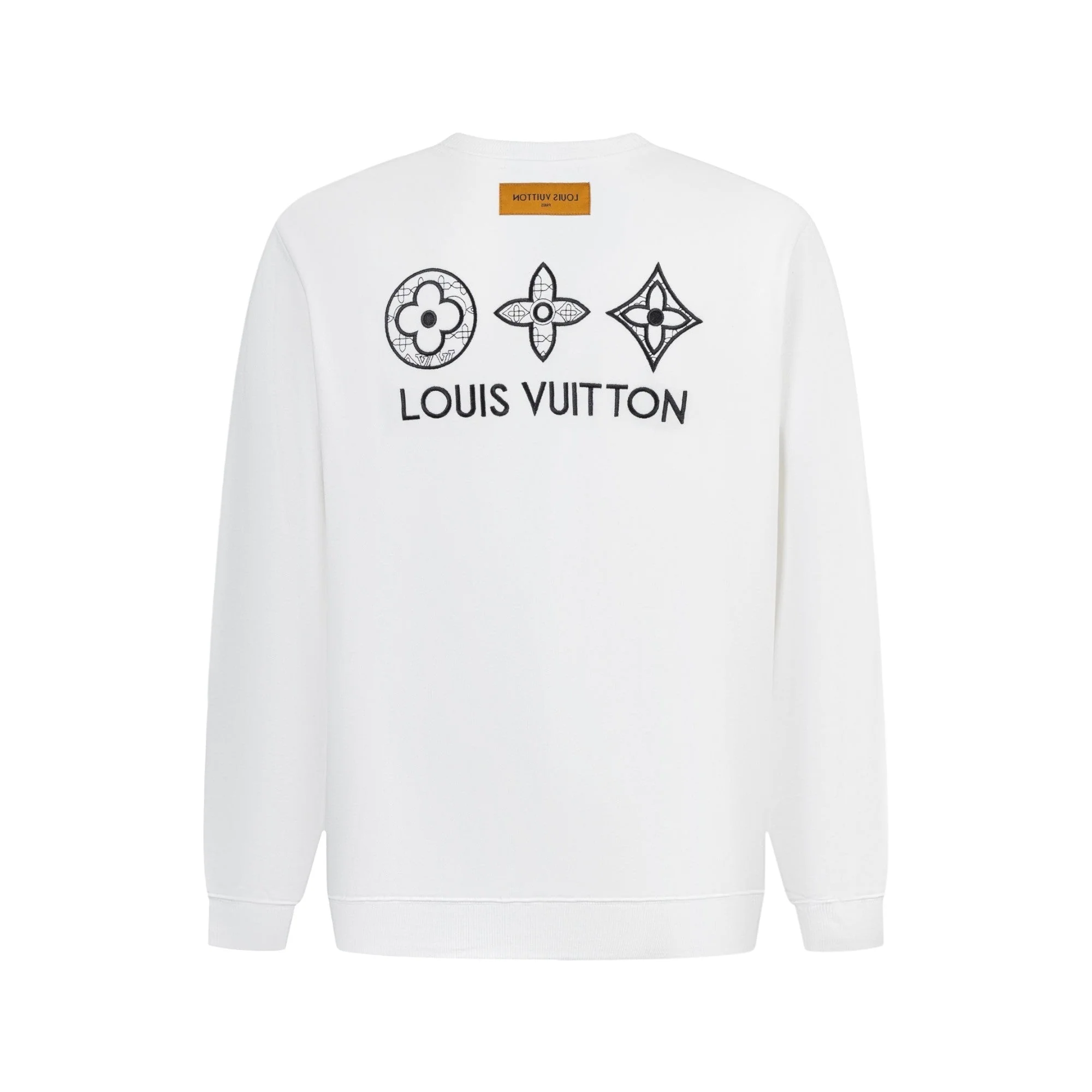 Double-sided embroidered round neck cotton sweatshirt