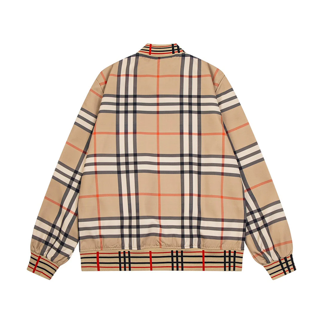 Plaid colorblock zip-up jacket