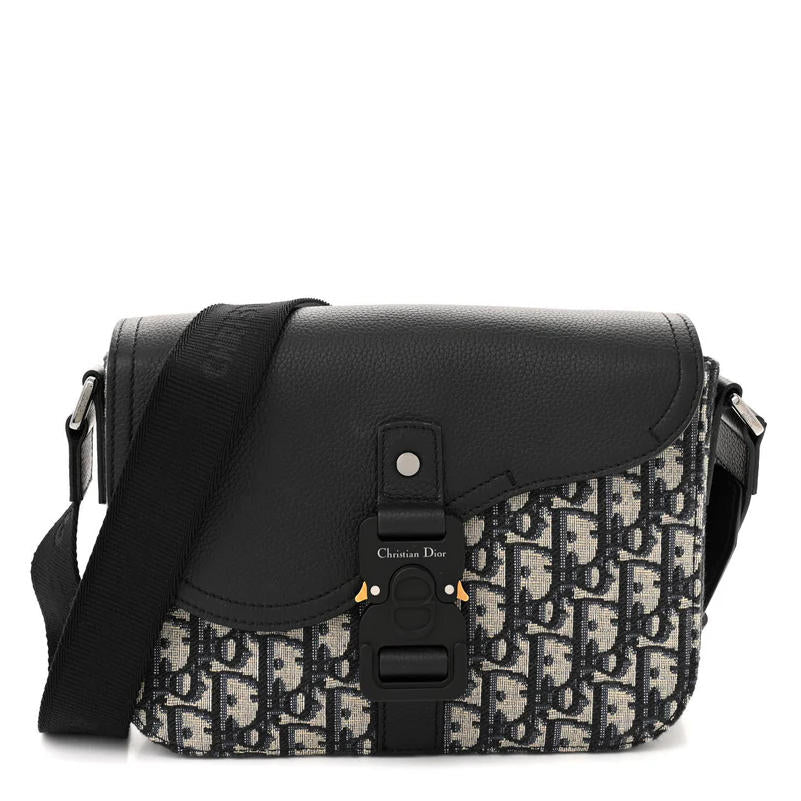 Unisex Embossed Leather Messenger Bag